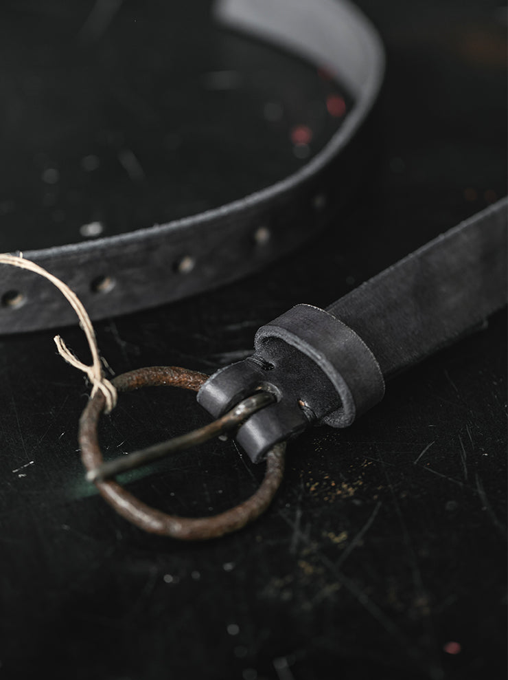 tagliovivo<br> Ring Buckle Belt S Hand-Dyed Calf / Graphite -  - 24th of August Exclusive