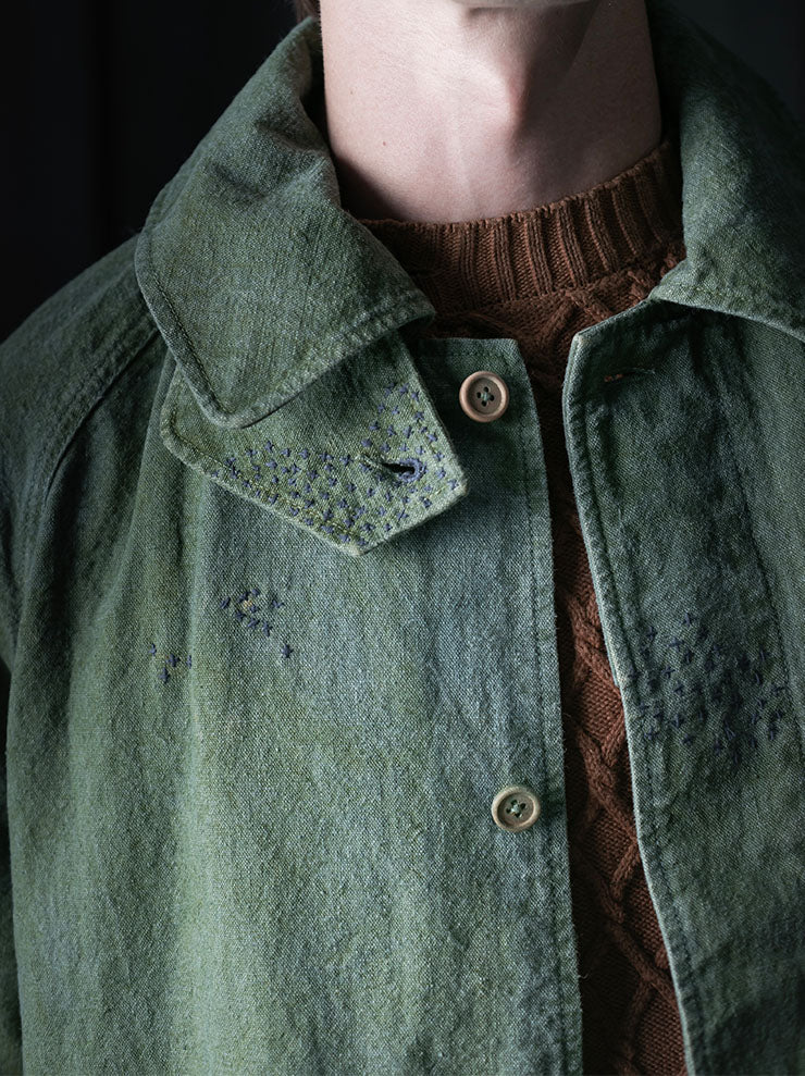 KINYAN LAM<br>UNISEX Natural Dye Raglan Sleeves Coat / GREEN