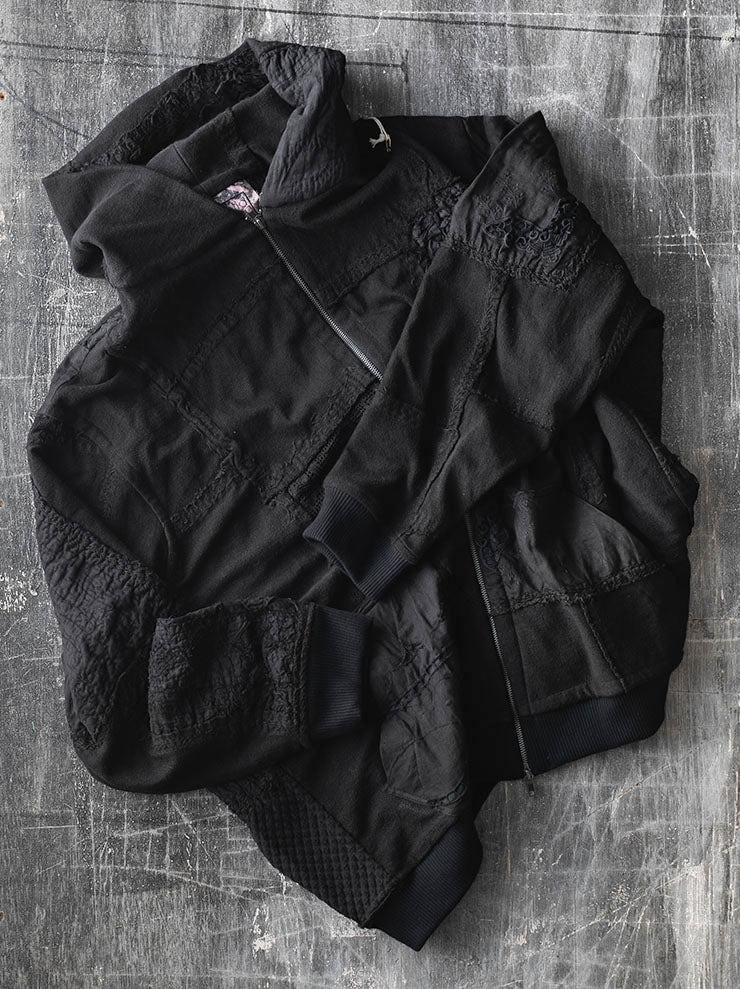 By Walid<br> UNISEX ZIP UP HOODIE / BLACK / SIZE M