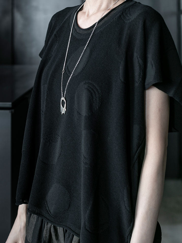 UMA WANG <br>WOMENS ドットニットトップス /  BLACK