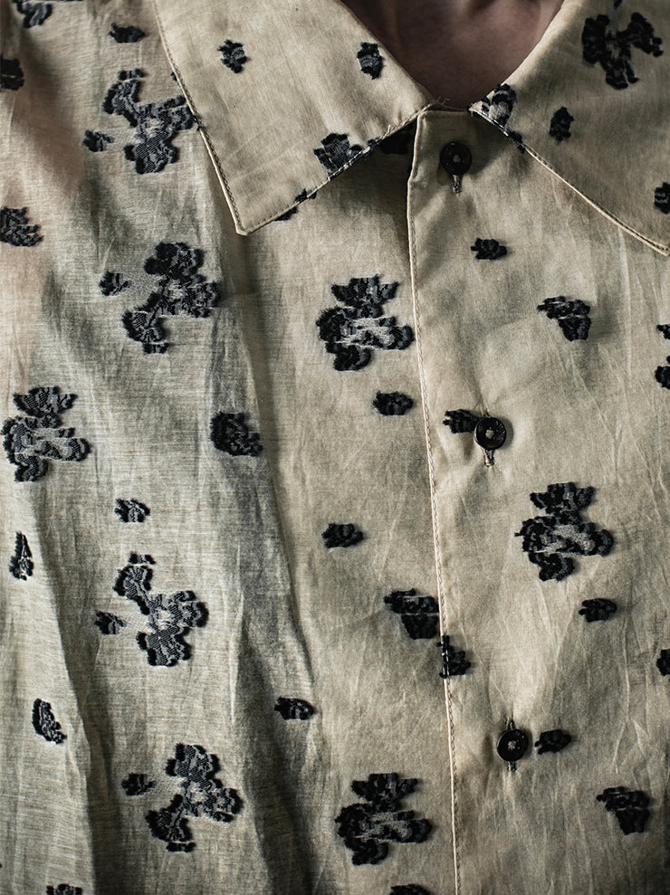 CHIAHUNG SU<br>RELAXED-FIT SLEEVELESS HAND WOVEN ELONGATE SHIRT / FLORAL