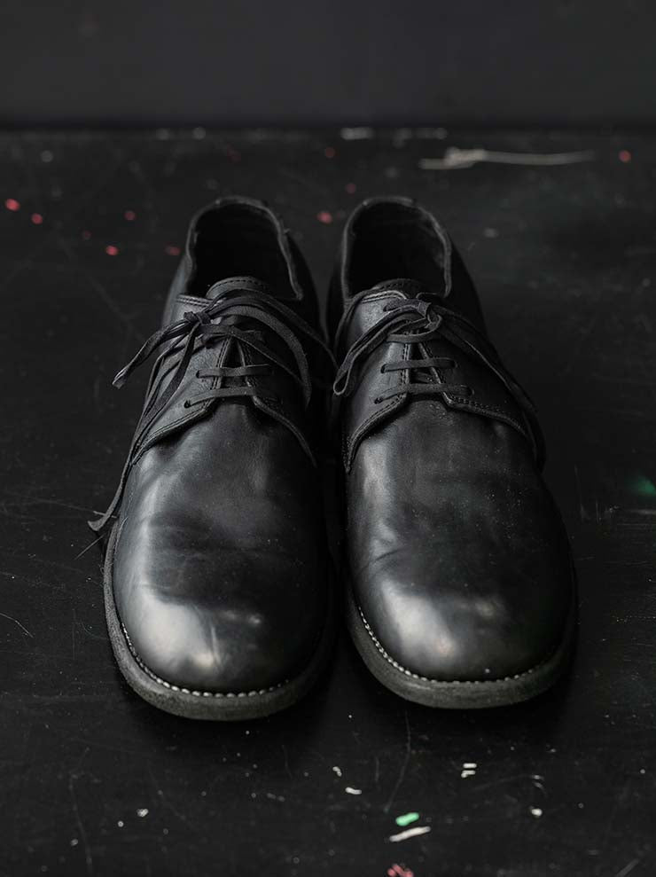 GUIDI<br>MEN'S CLASSIC DERBY SOLE LEATHER 992X BLKT / HORSE FULL GRAIN