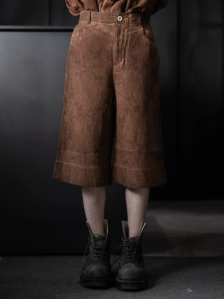 KINYAN LAM<br>Unisex Jacquard Wide Capri Trousers / Brown