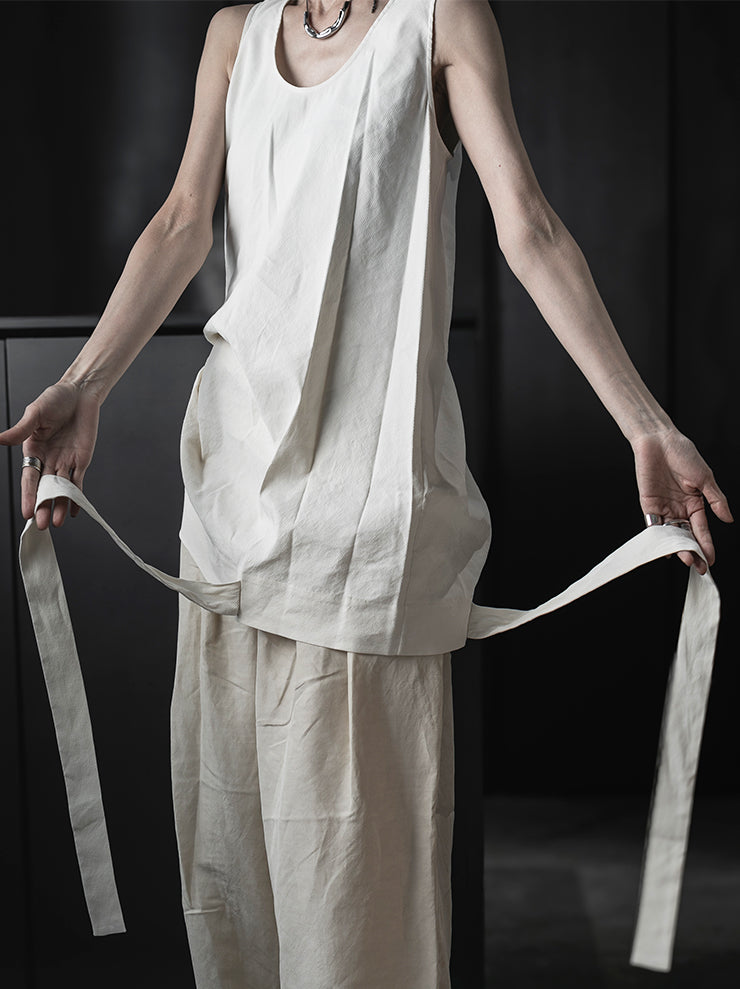 UMA WANG<br>WOMENS TARA TOP / OFF WHITE