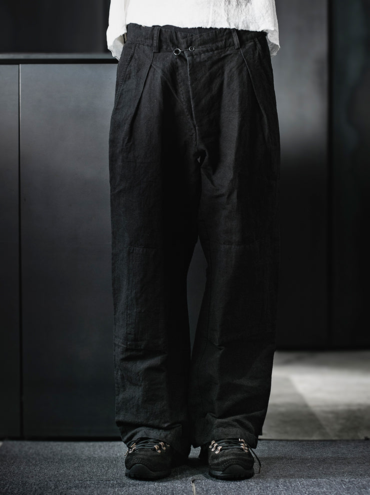 ATELIER SUPPAN<br>MEN'S Cotton Canvas Pleated Trousers / E26-12
