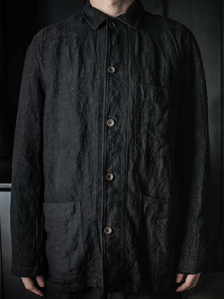 P.R. PATTERSON<br>HARLEQUIN LINEN WORK JACKET / BLACK