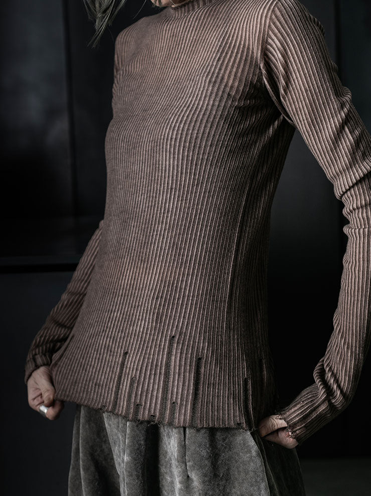 UMA WANG<br>WOMENS LONG SLEEVE TOP / BROWN