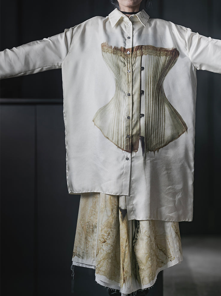 IA LONDON<br>UNBALANCED SHIRT / CORSET PRINT