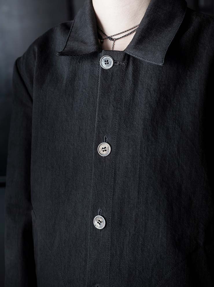 K'ANG<br>MENS SPLIT LAYER BACK DENIM JACKET / OFF BLACK