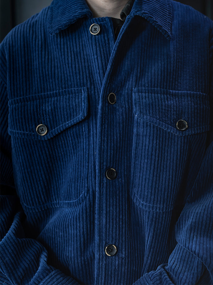 UMA WANG<br> MENS CORDUROY JACKET / BLUE