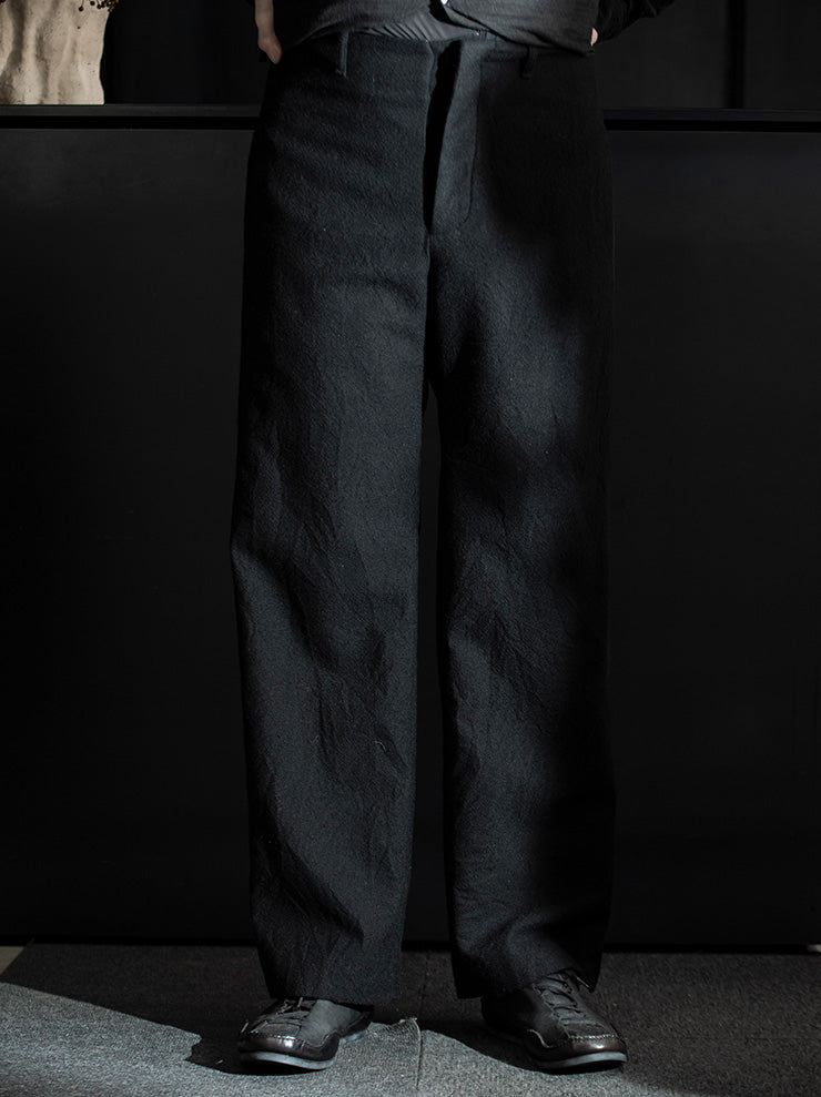 K'ANG<br> UNISEX BELTED HIP WIDE-FIT TROUSERS / BLACK