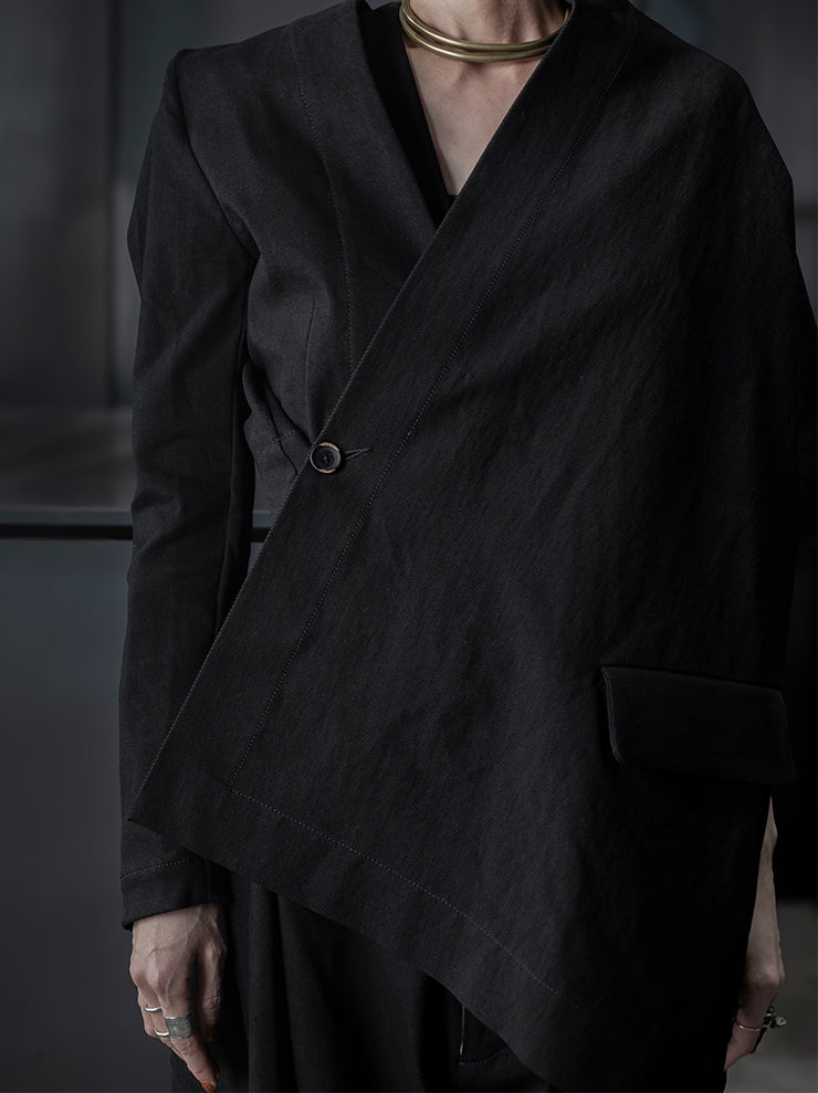 UMA WANG <br>WOMENS アシンメトリージャケット / BLACK