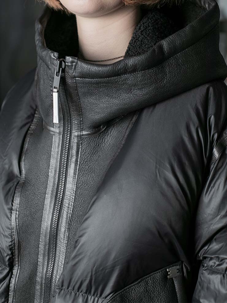 ISAAC SELLAM EXPERIENCE<br>UNISEX Contrast Material Down Jacket / NOIR