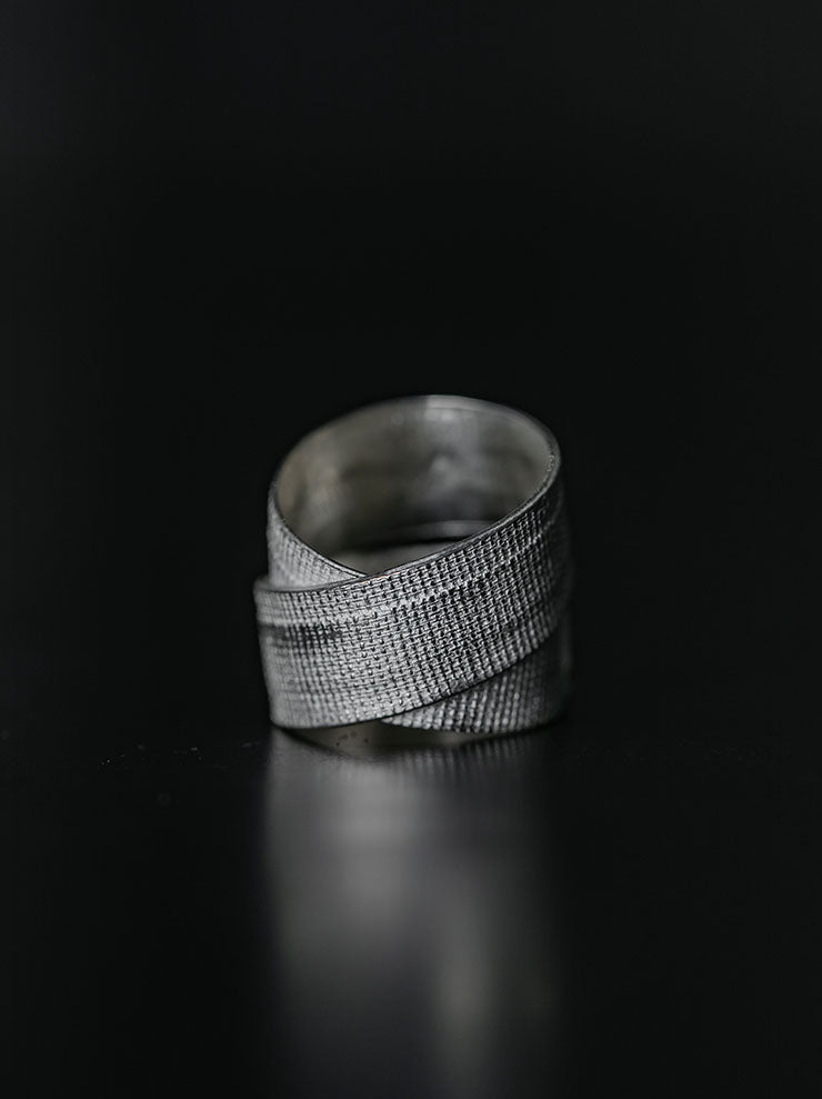 DETAJ<br> 2-BANDAGE SILVER RING / 2-VTGR04 / VINTAGE WHITE