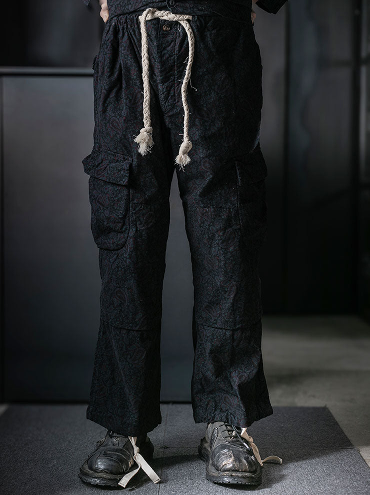 MONAD<br> Simmons Cargo Drawcord Pant / Black Overdye