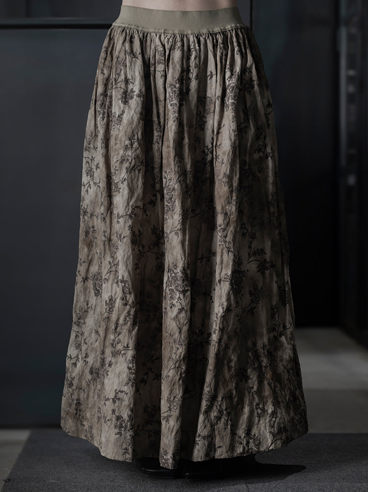 UMA WANG <br>WOMENS フラワープリントスカート / DIRTY WHITE × GREY