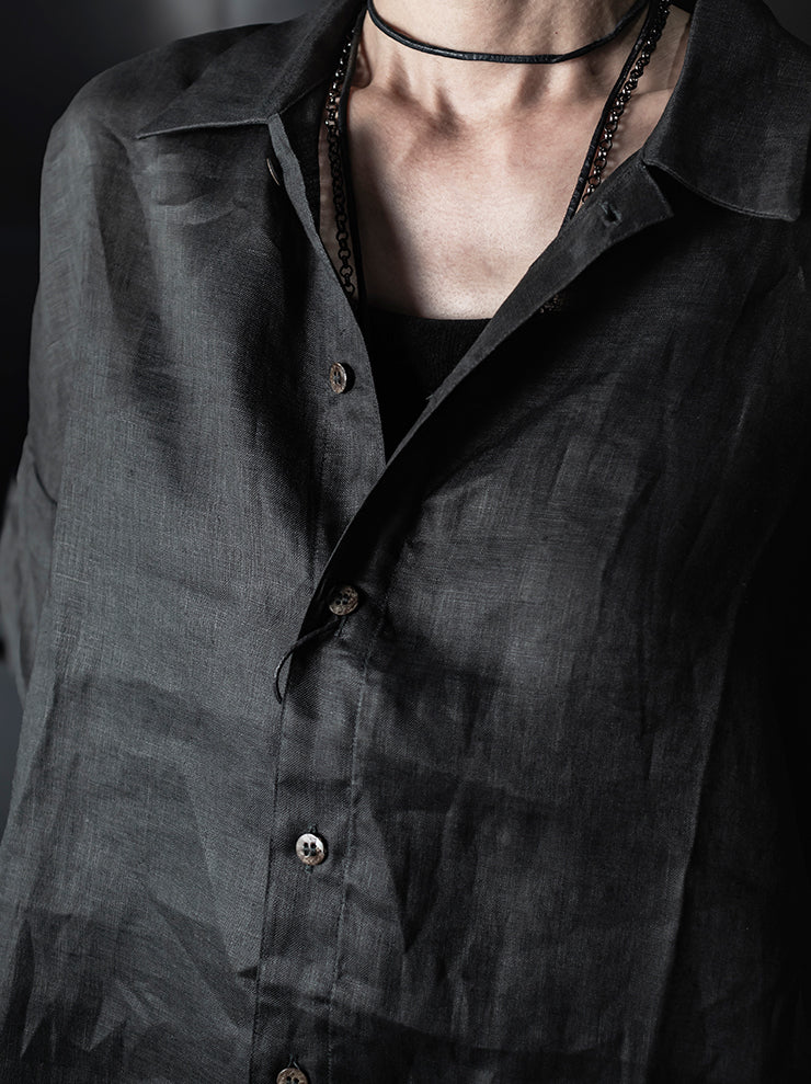 K’ANG <br>Unisex oversized back pleated shirt / DARK GREEN