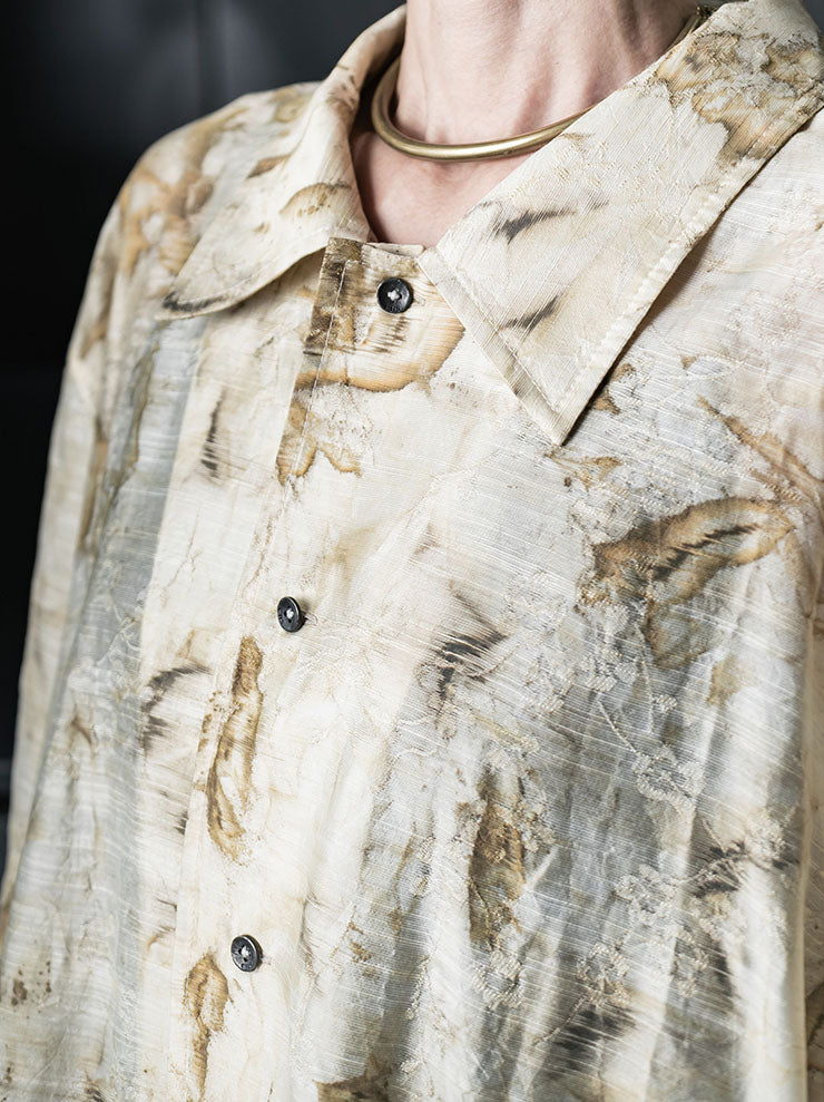 CHIAHUNG SU<br>WOMENS DYED VINTAGE FABRICS ELONGATED SHIRT