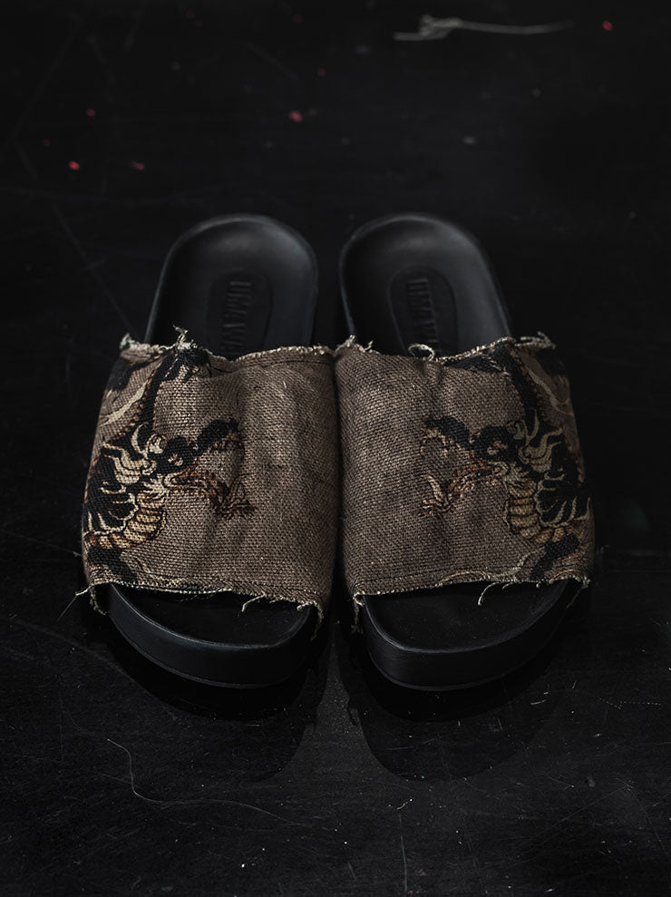 UMA WANG<br> WOMENS printed sandals / ROSE × BLACK