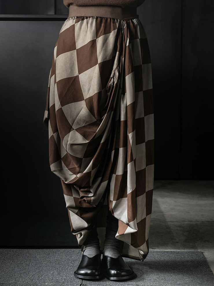 UMA WANG<br>WOMENS GROP SKIRT / MUSTARD/TAN
