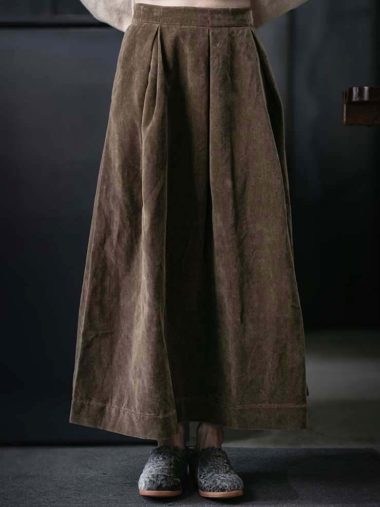UMA WANG<br>WOMENS VELVET SKIRT  / MUSTARD