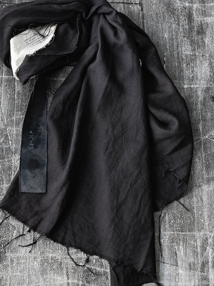 ATELIER SUPPAN<br>BROWN SCARVE  raw cut hem / W26-23