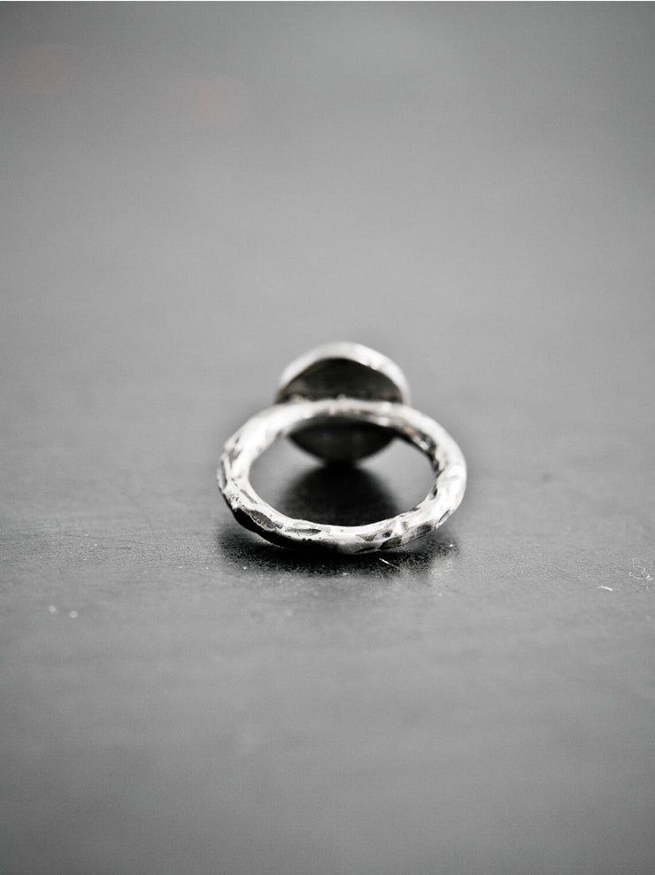 GUIDI<br> Silver x Black Diamond Oval Ring G-AN03DN BLKT