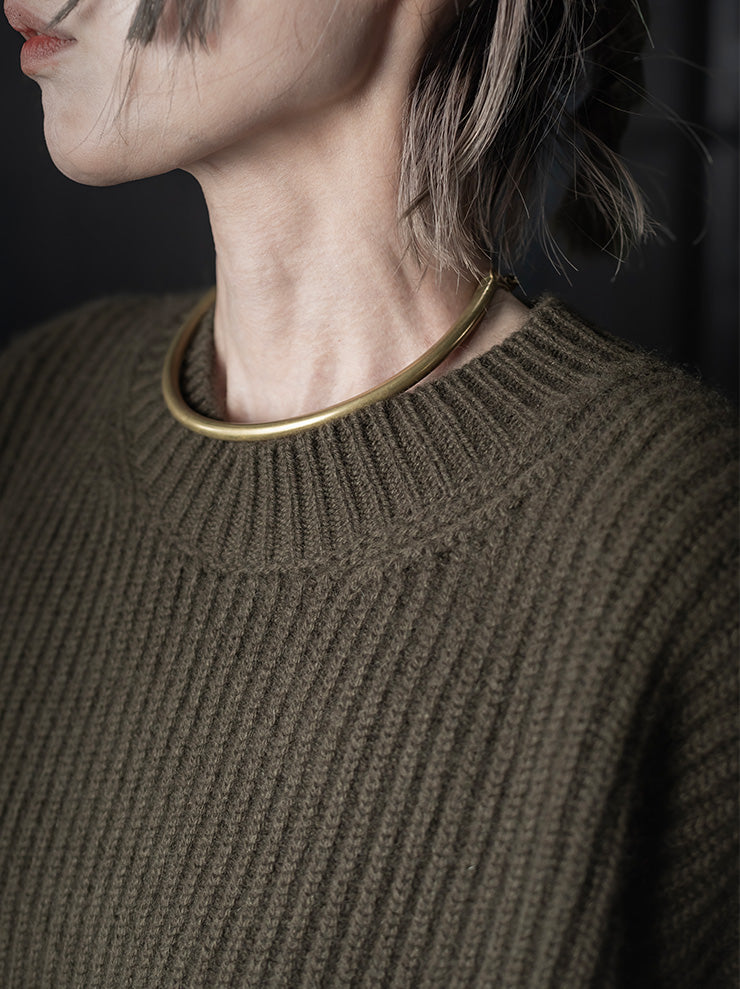 UMA WANG<br>WOMENS CASHMERE OVER TOP / ARMY GREEN