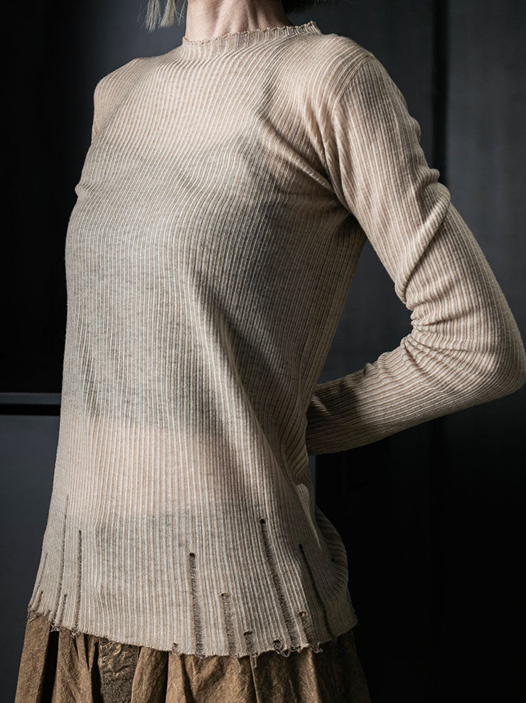 UMA WANG<br>WOMENS LONG SLEEVE TOP / TAN