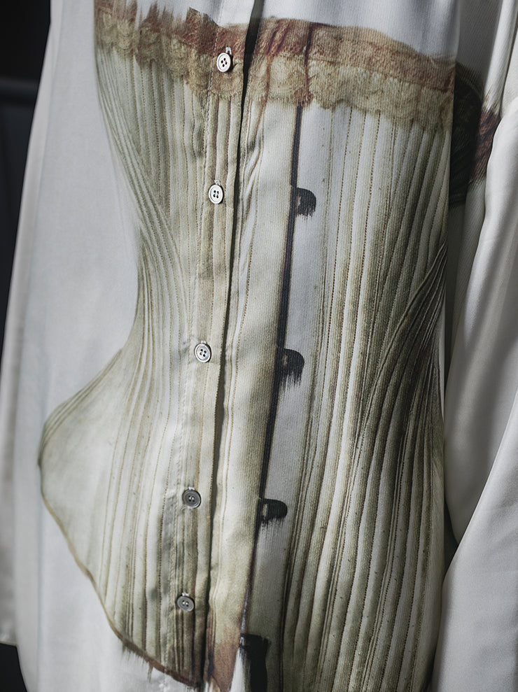 IA LONDON<br>UNBALANCED SHIRT / CORSET PRINT