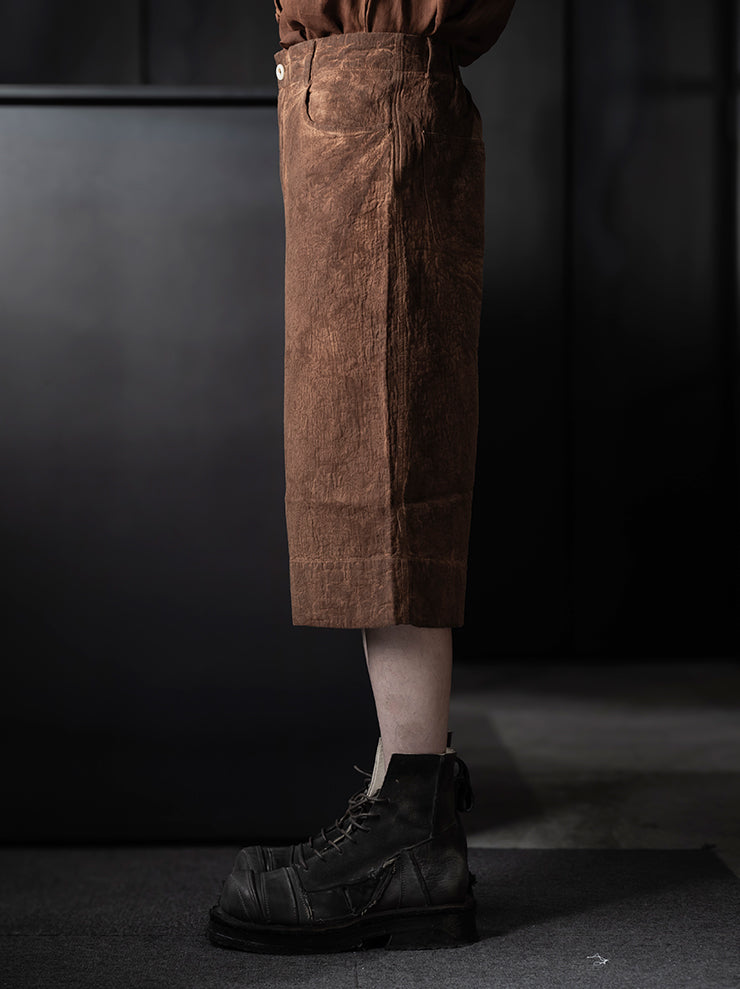 KINYAN LAM<br>Unisex Jacquard Wide Capri Trousers / Brown