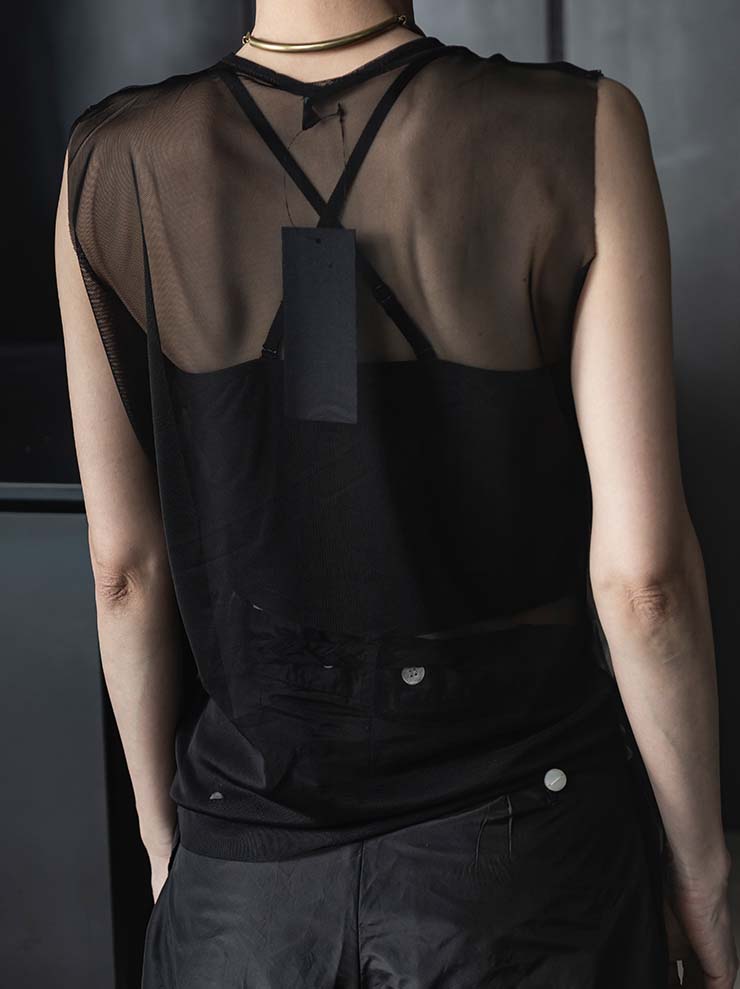 IA LONDON<br>WOMENS FITTED SLEEVELESS MESH TOP / WAISTCOAT PRINT