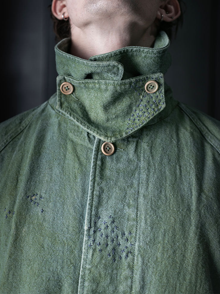 KINYAN LAM<br>UNISEX Natural Dye Raglan Sleeves Coat / GREEN