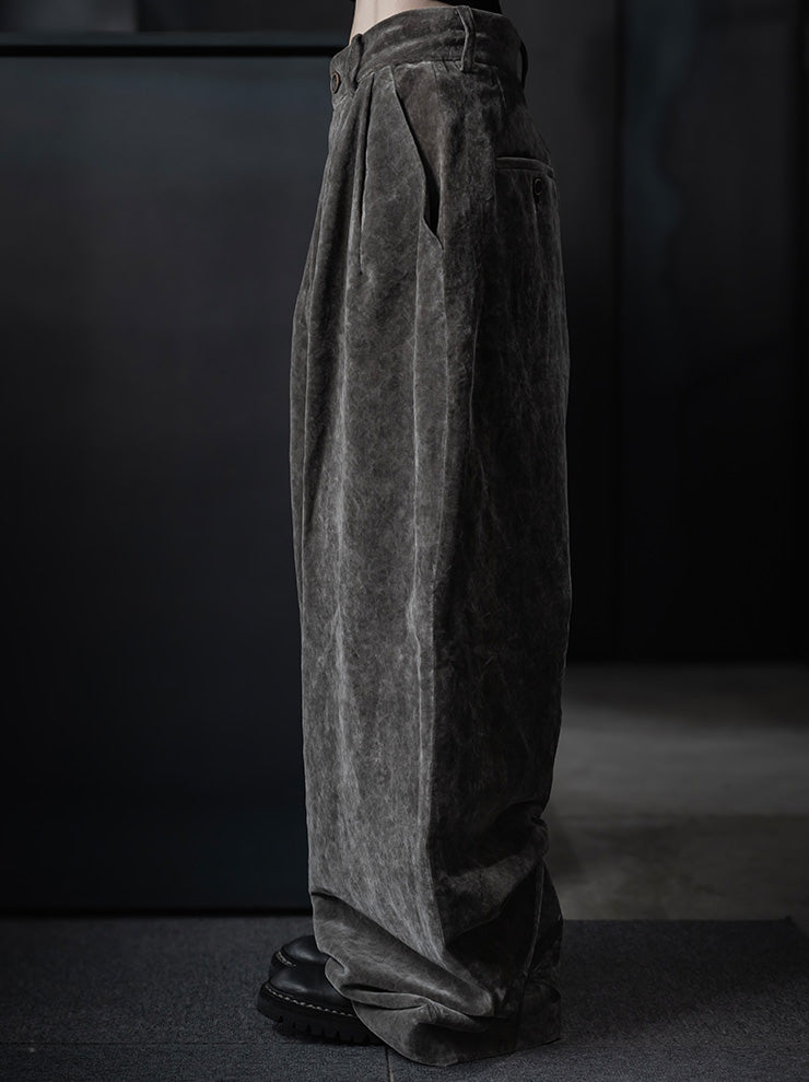UMA WANG<br> WOMENS VELVET TROUSERS / DARK GRAY