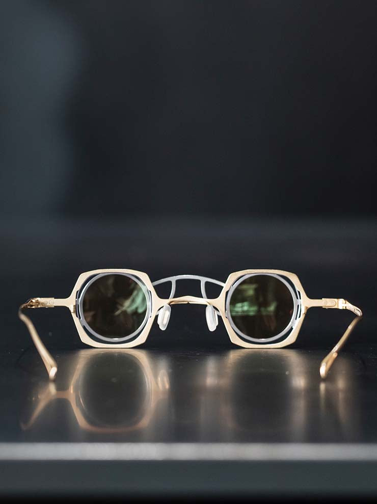 RIGARDS<br> TITANIUM & ALUMINUM frame sunglasses / GOLD FRAME x SILVER CLIP / RG1921TI