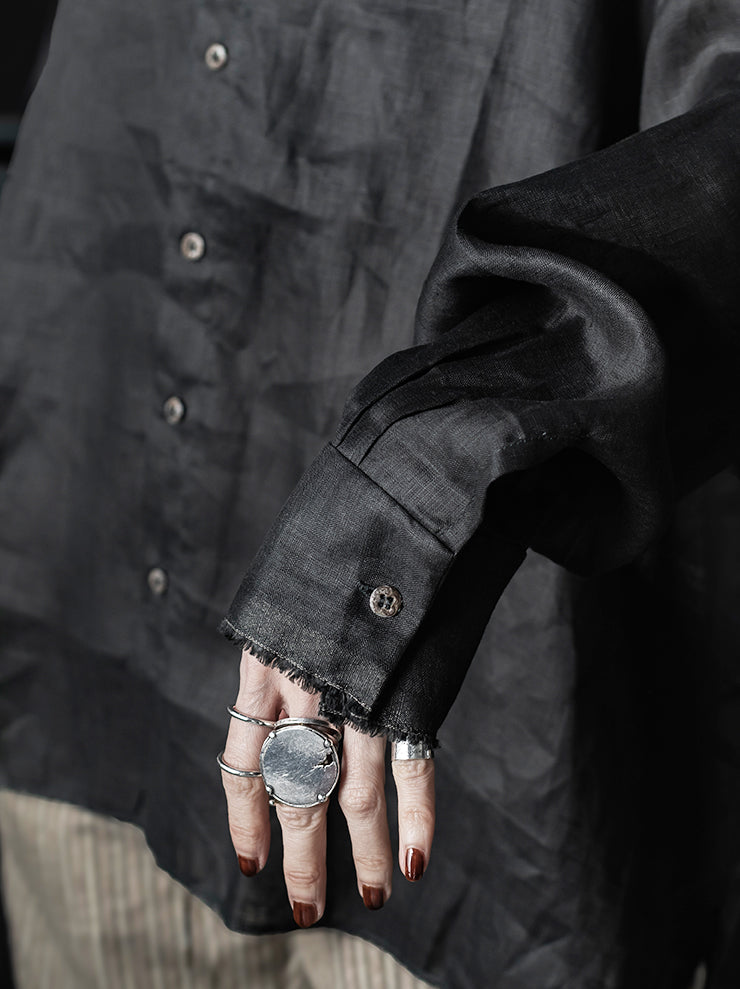 K’ANG <br>Unisex oversized back pleated shirt / DARK GREEN