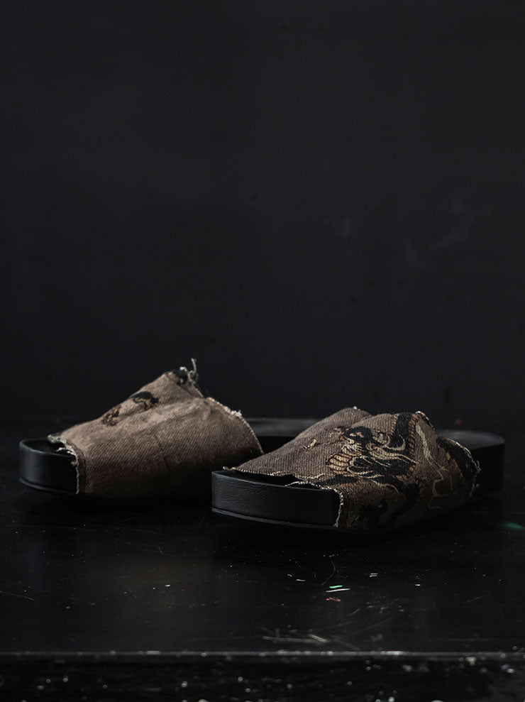 UMA WANG<br> WOMENS printed sandals / ROSE × BLACK