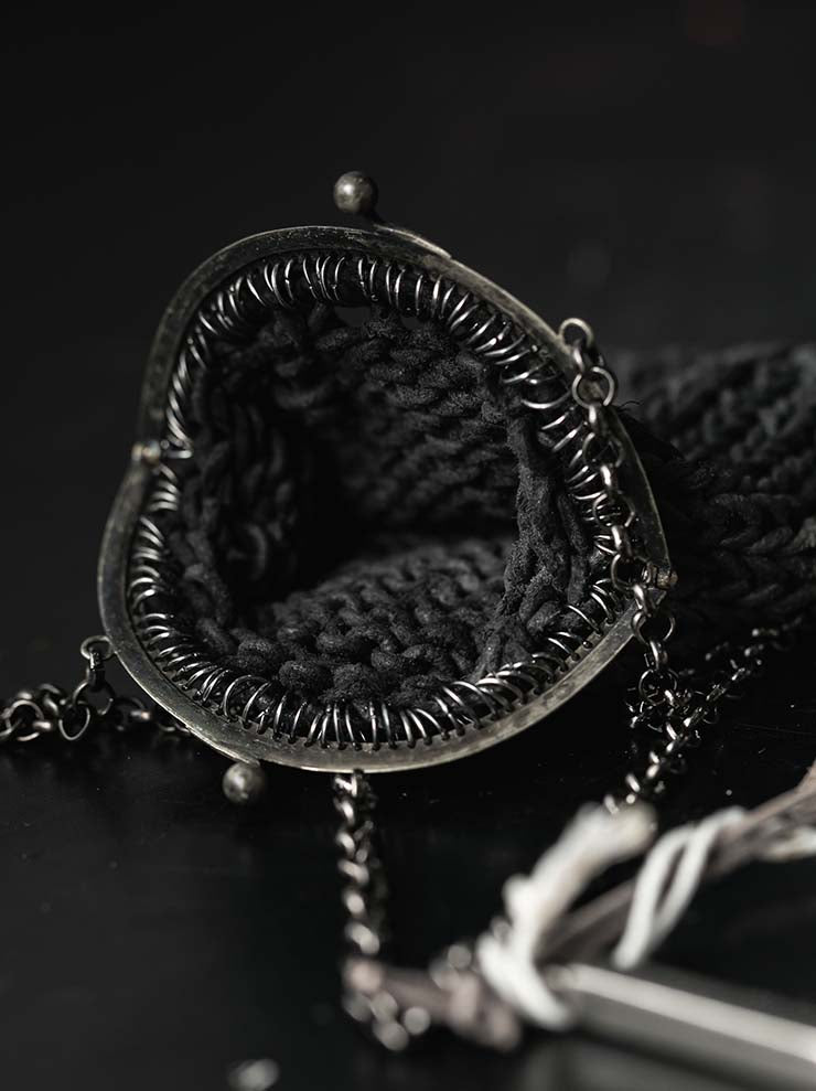 MDK – MIRANDA KALOUDIS <br>ART DECO PURSE SMALL KNIT LEATHER / BLACK