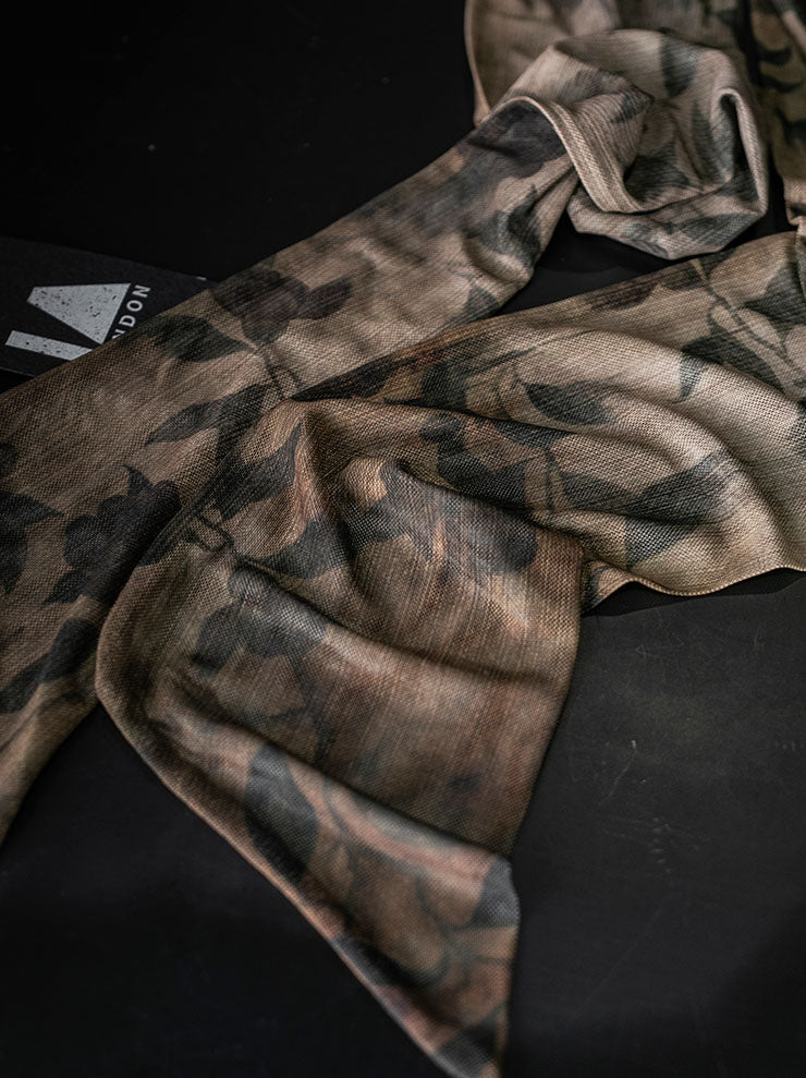 IA LONDON<br>RIBBON COTTON DOUBLE-SIDED SCARF / MIDNIGHT VIOLETS PRINT