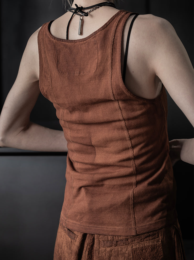 KINYAN LAM<br>WOMENS Jersey Tank Top / Brown