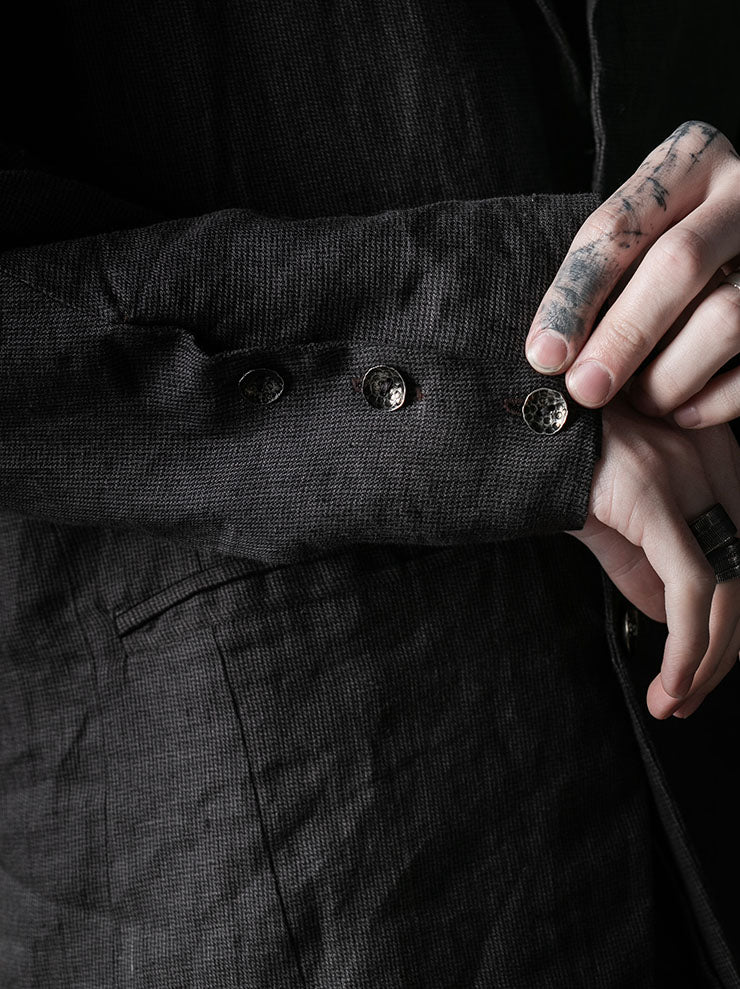 toward(s)<br>STOCK BLAZER IN LINEN WITH STERLING SILVER BUTTONS / Brown & Black