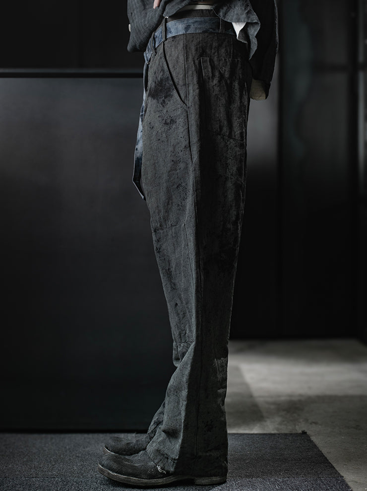 ATELIER SUPPAN<br>MEN'S Blue-green hemp TROUSERS / E26-08