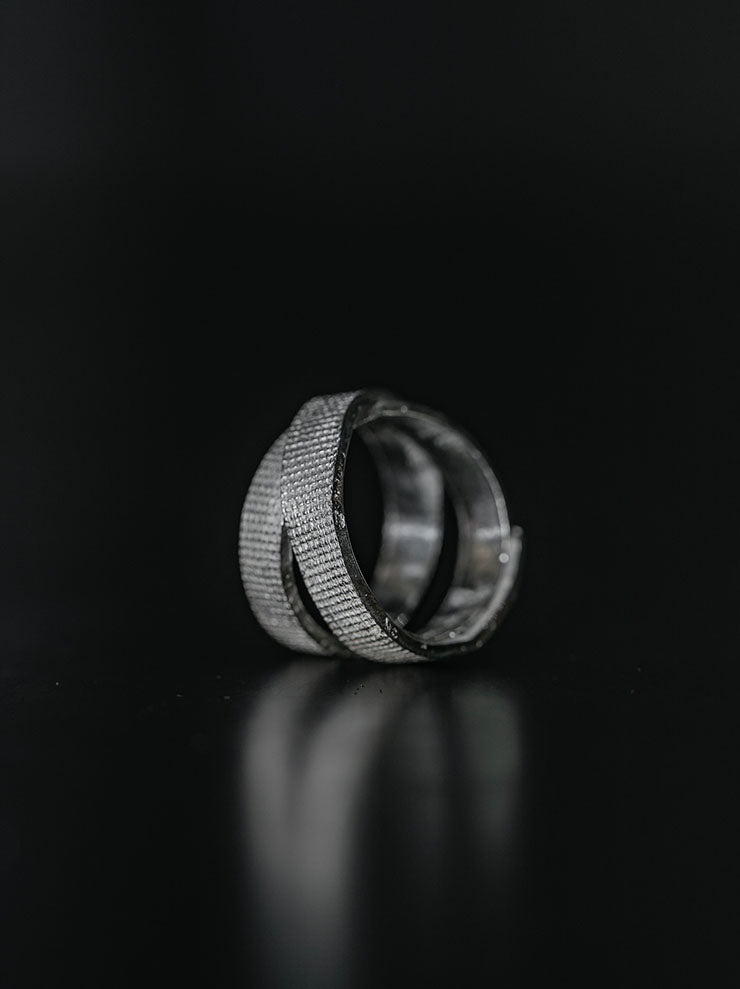 DETAJ<br> 2-BANDAGE SILVER RING / 2-VTGR05 / VINTAGE WHITE