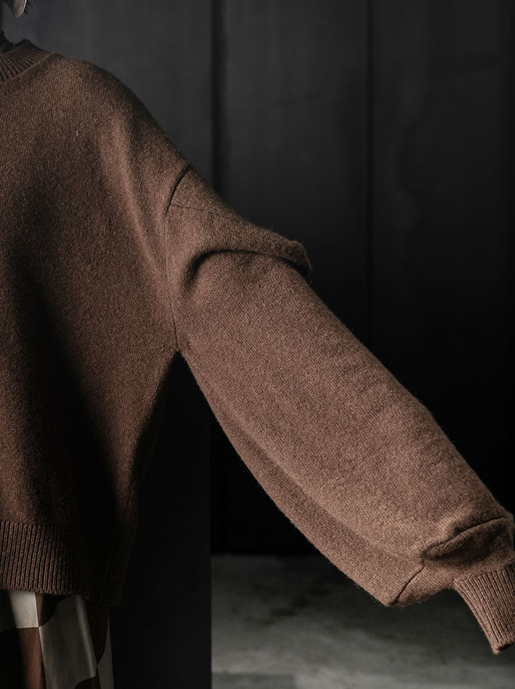 UMA WANG<br>WOMENS SQUARE SLV TOP / DARK MUSTARD