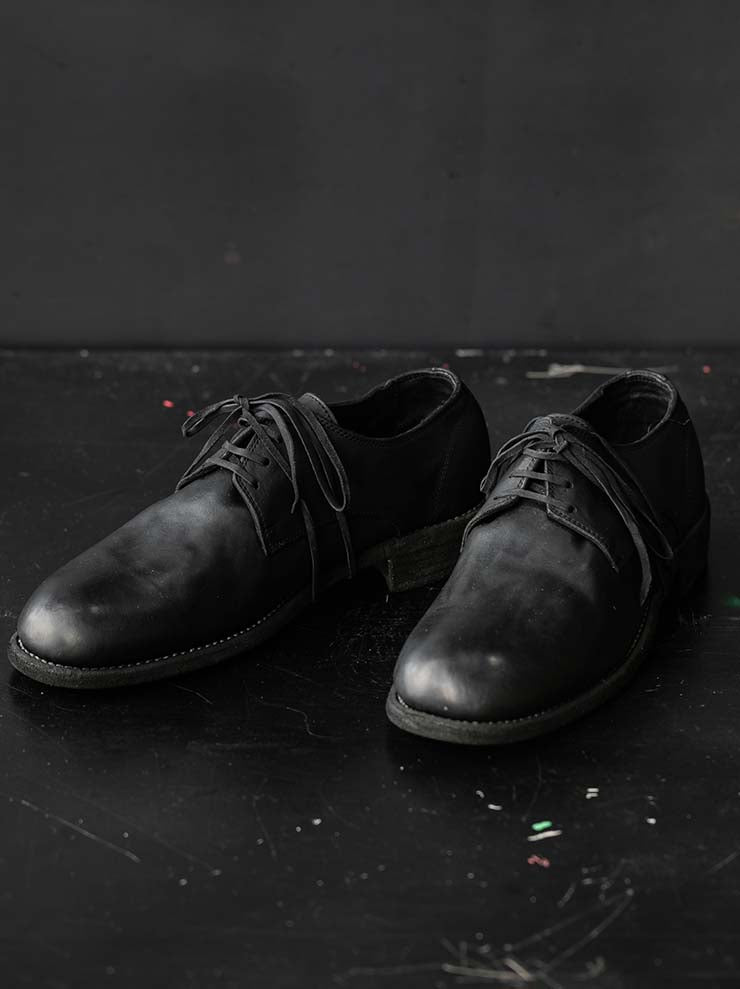 GUIDI<br>MEN'S CLASSIC DERBY SOLE LEATHER 992X BLKT / HORSE FULL GRAIN