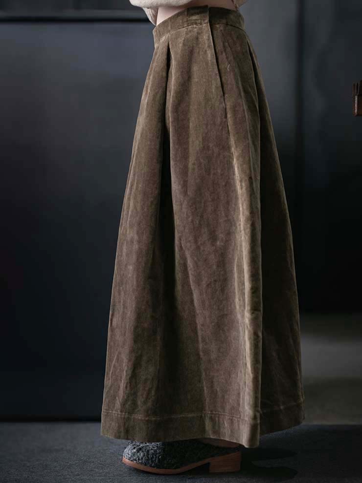 UMA WANG<br>WOMENS VELVET SKIRT  / MUSTARD