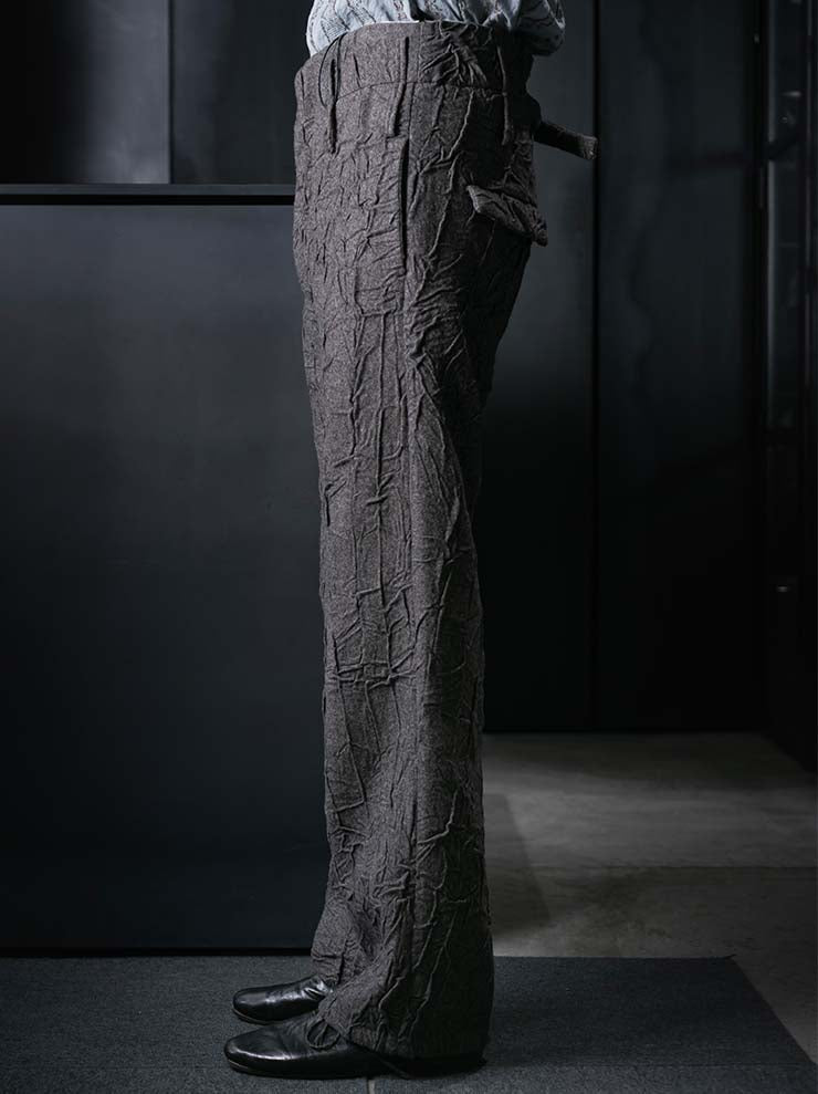 K'ANG<br>MENS HIGH-WAIST WIDE FIT TROUSERS / BROWN