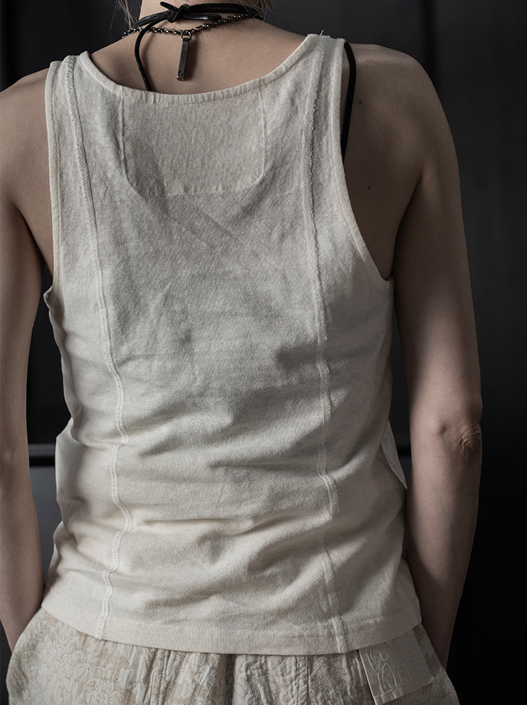 KINYAN LAM<br>WOMEN'S Jersey Tank Top / Raw White