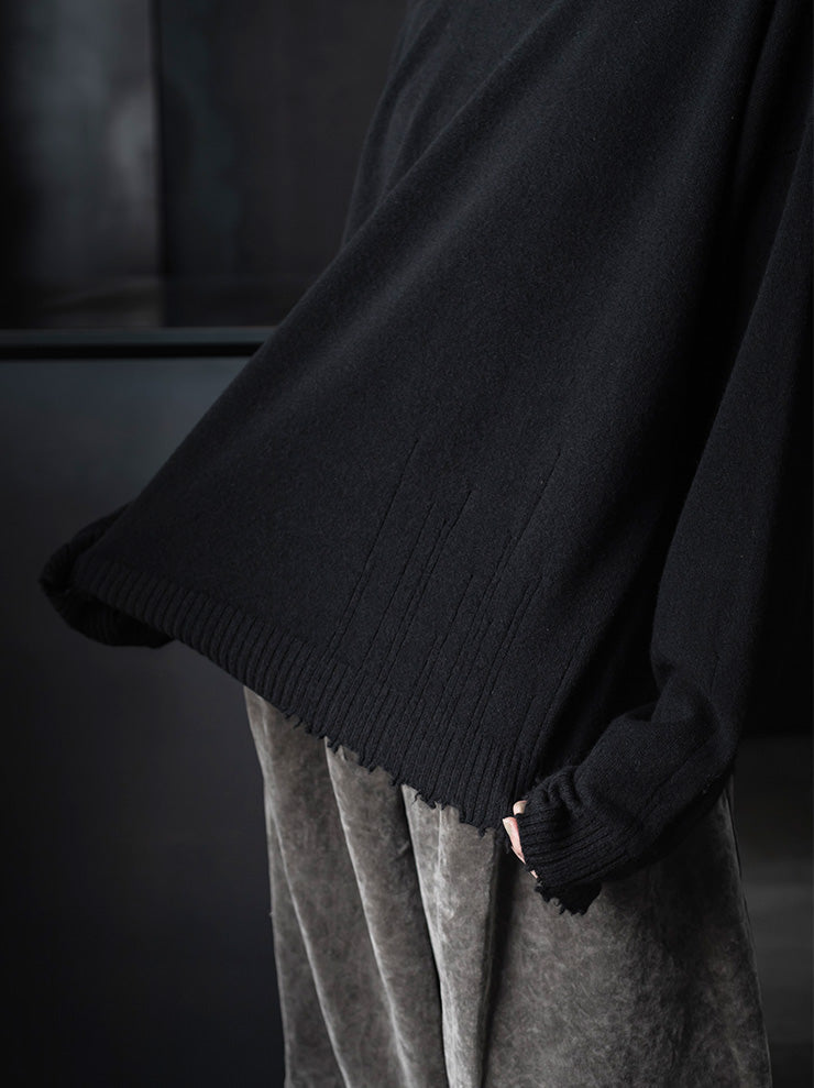 UMA WANG<br>WOMENS CASHMERE HIGH NECK TOP / BLACK