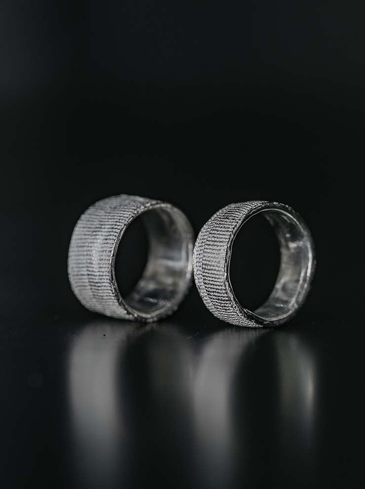 DETAJ<br> 2-BANDAGE SILVER RING / 2-VTGR06 / VINTAGE WHITE